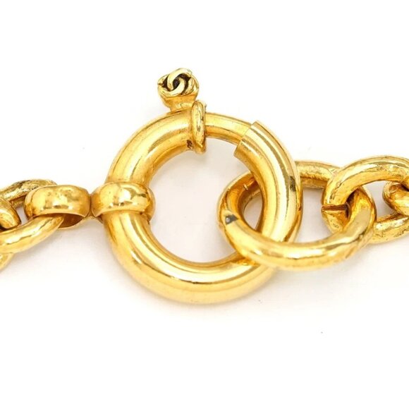 CHANEL CC Logo Round Pendant Necklace 32" Gold Tone 94P Auth w/Box #20240-3 - Picture 8 of 9